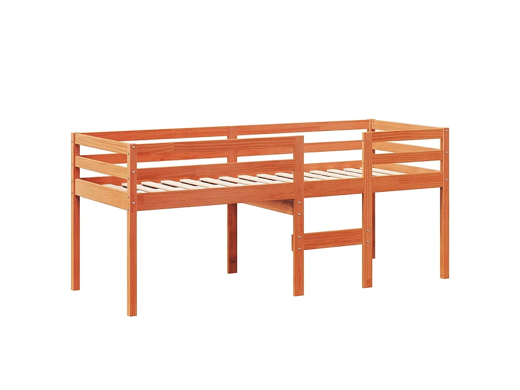Letto a Soppalco con Tetto Cera 90x190cm Legno Massello di Pino