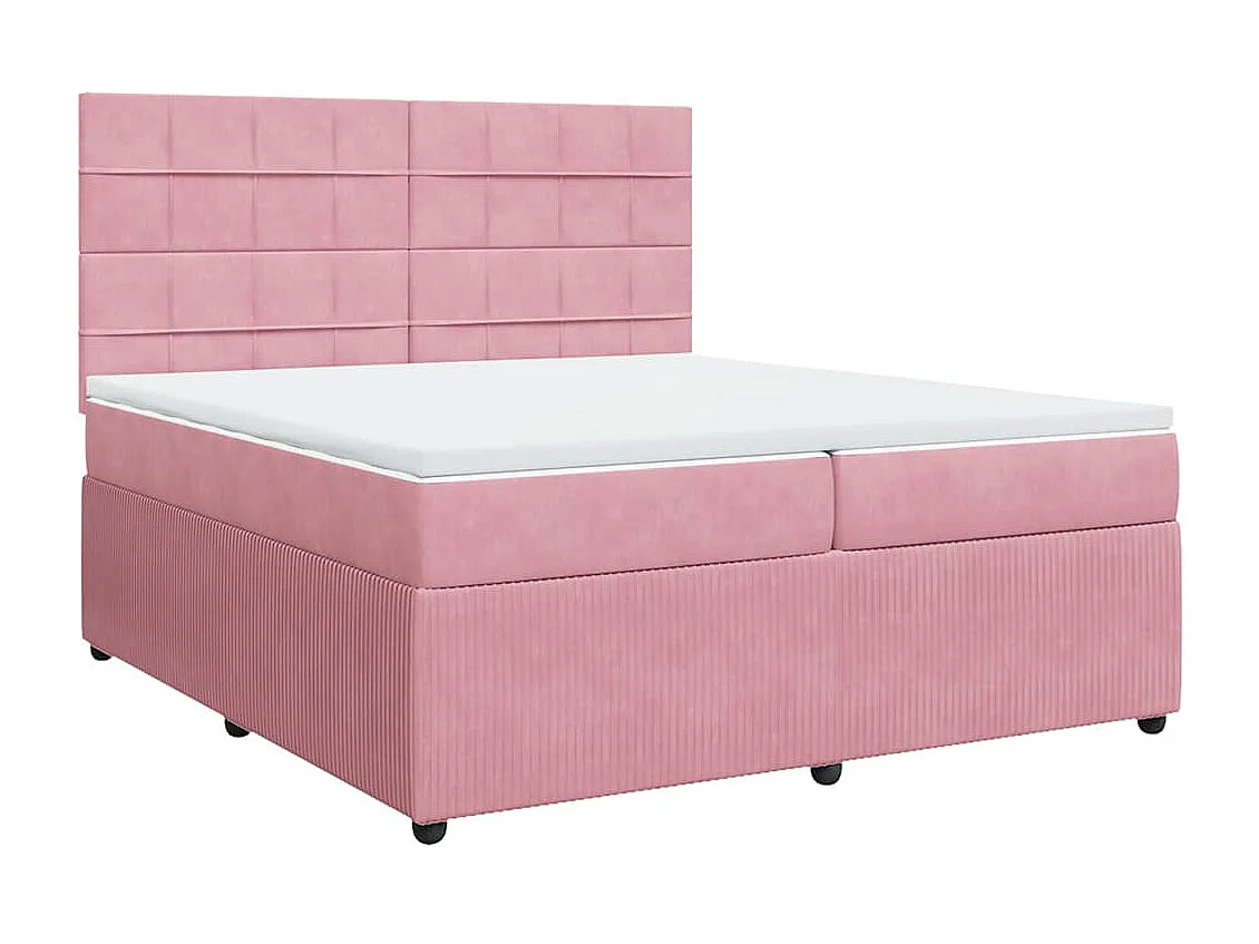 Cama com molas/colchão 200x200 cm veludo rosa