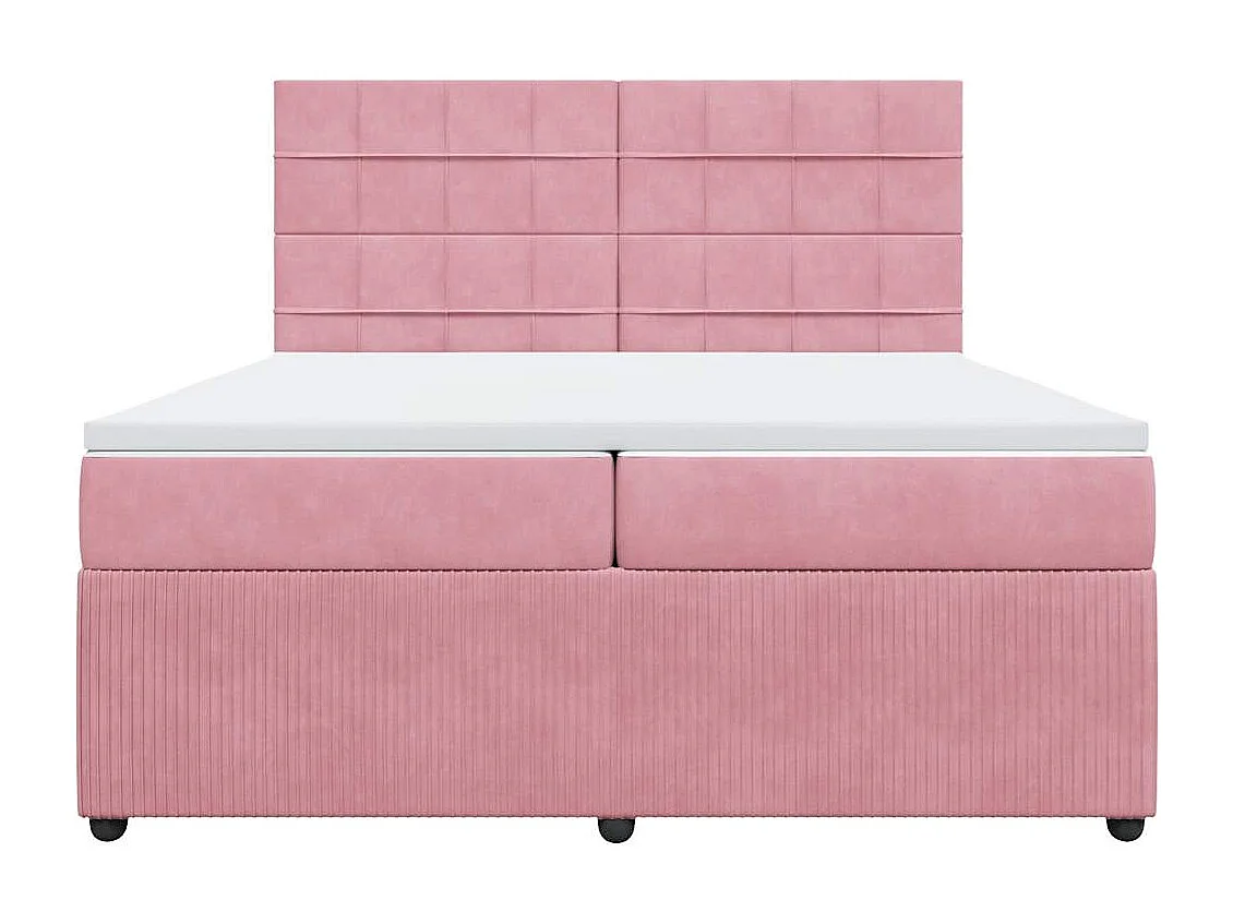 Cama box spring con colchón terciopelo rosa 200x200 cm