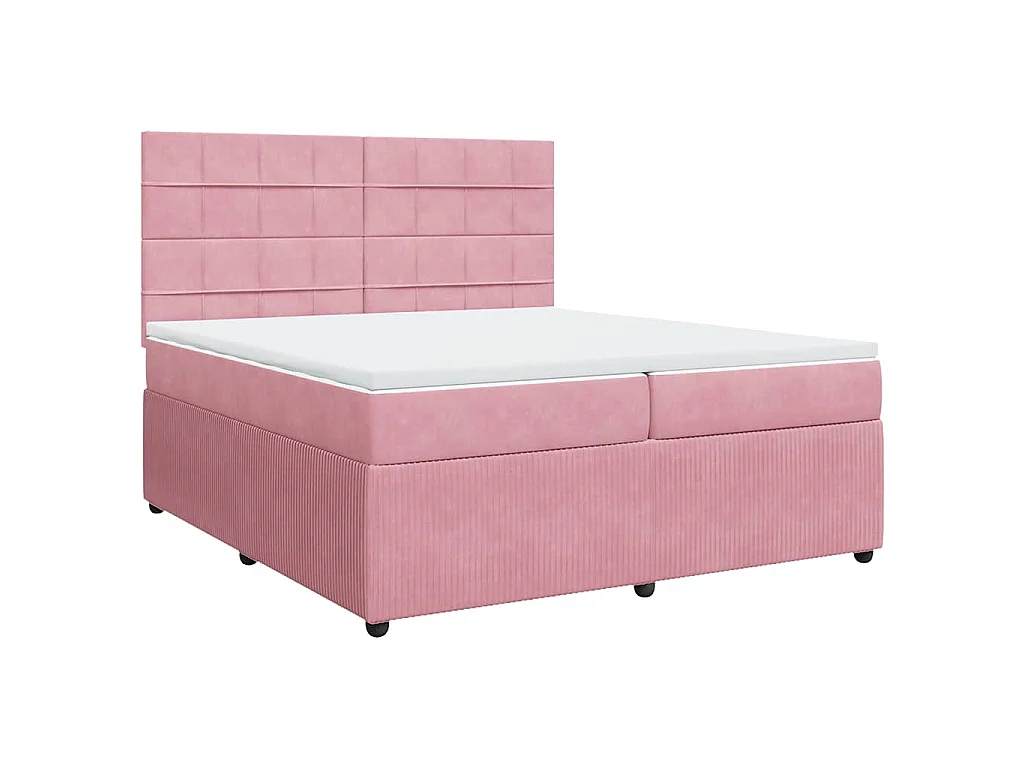 Cama box spring con colchón terciopelo rosa 200x200 cm