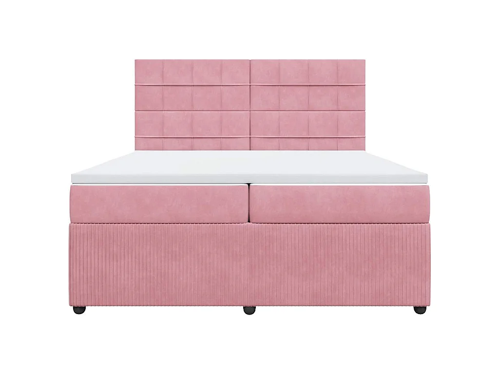 Cama box spring con colchón terciopelo rosa 200x200 cm