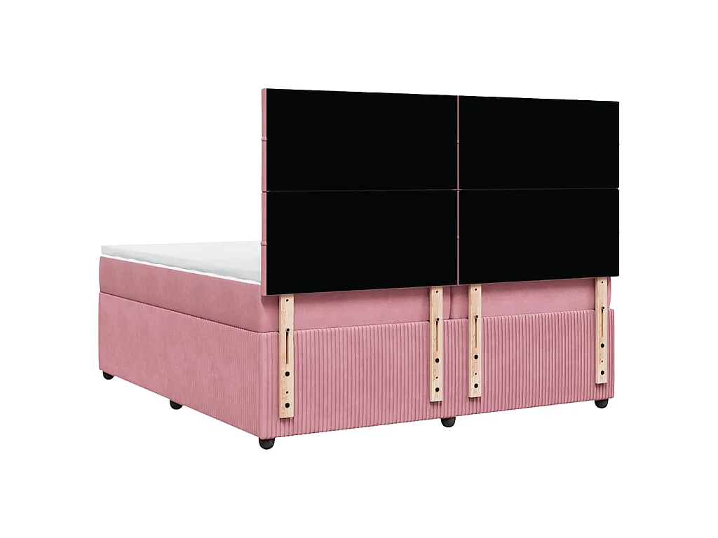 Cama box spring con colchón terciopelo rosa 200x200 cm