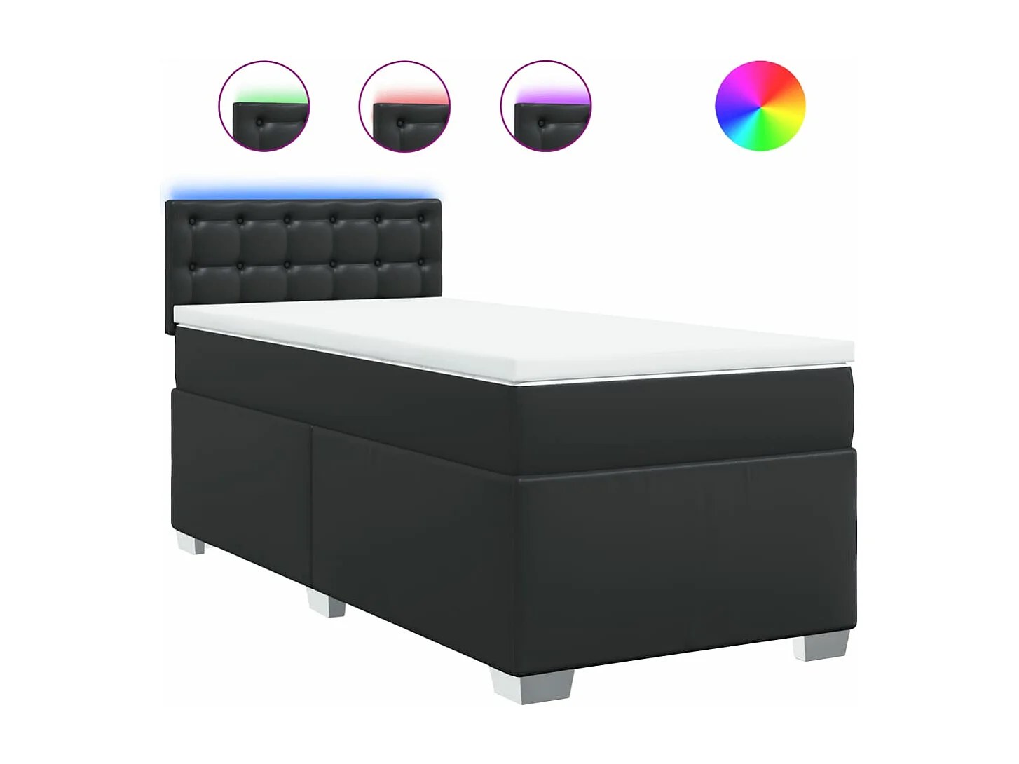 Sommier à lattes de lit avec matelas Noir 90x200 cm Similicuir