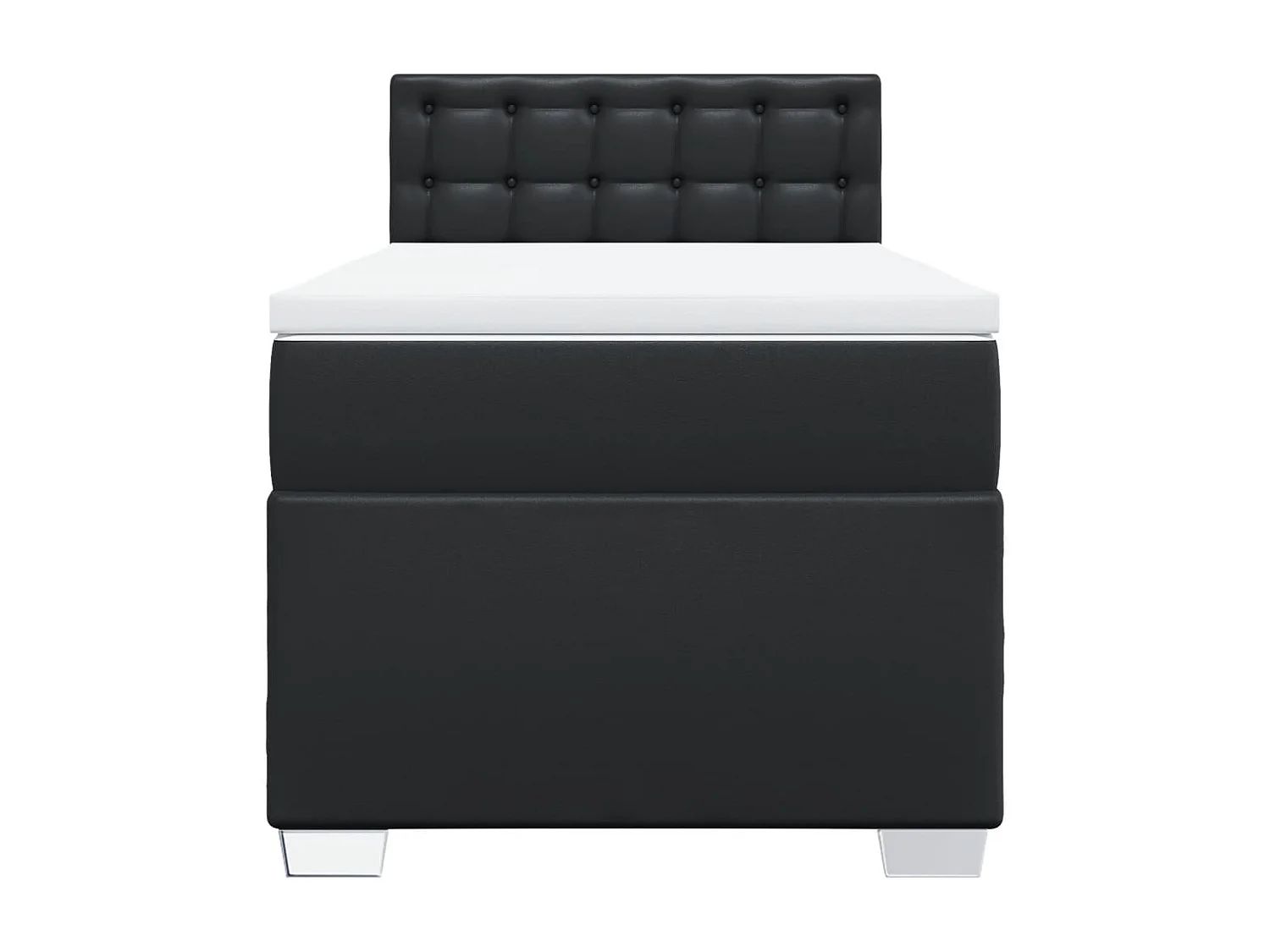 Sommier à lattes de lit avec matelas Noir 90x200 cm Similicuir