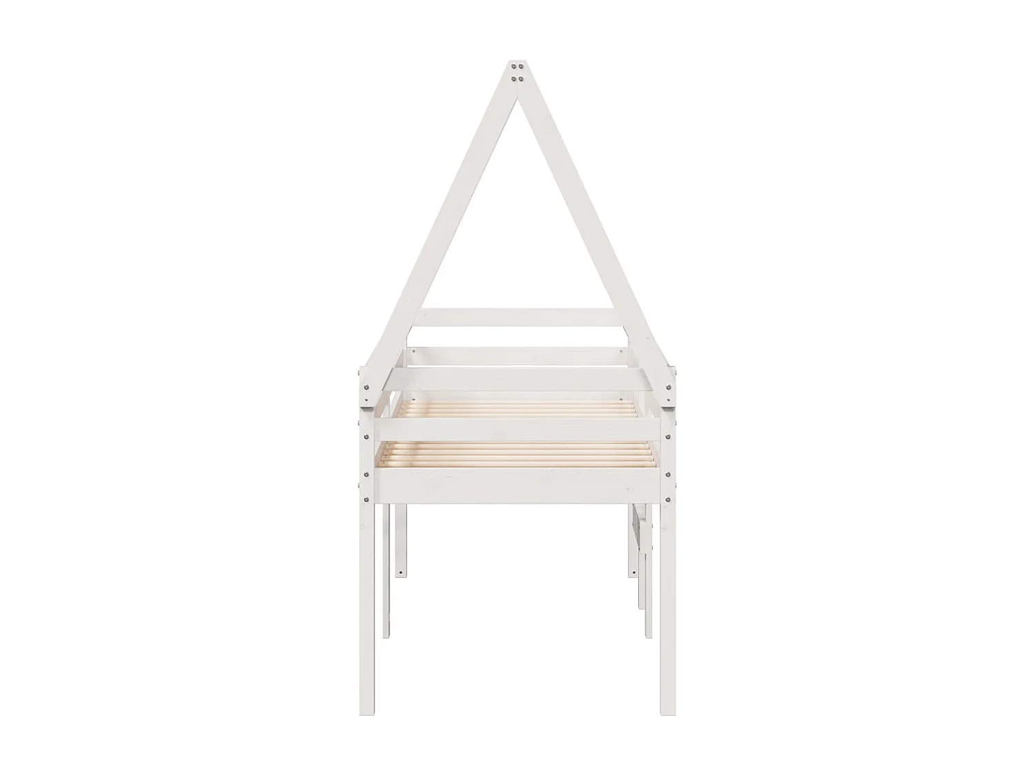Letto a Soppalco con Tetto Bianco 90x190 cm in Legno di Pino