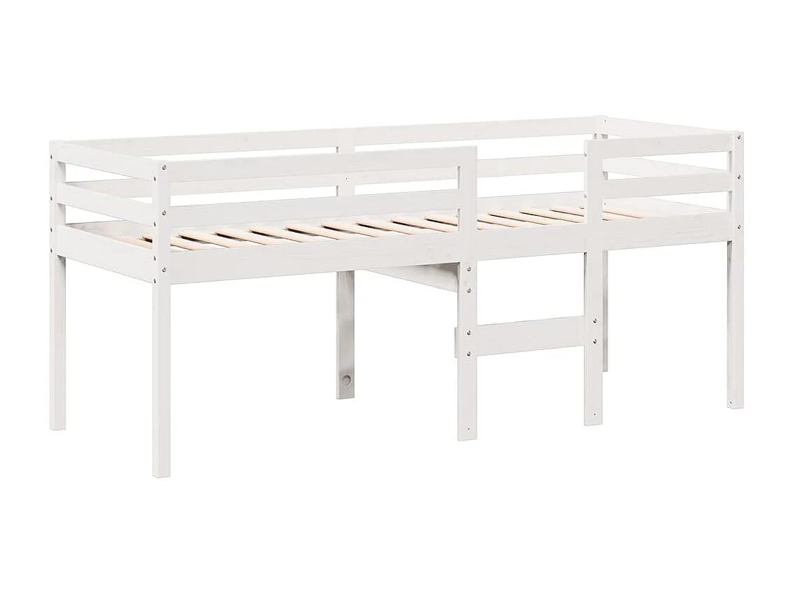 Letto a Soppalco con Tetto Bianco 90x190 cm in Legno di Pino