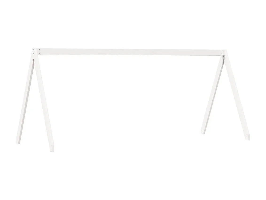 Letto a Soppalco con Tetto Bianco 90x190 cm in Legno di Pino
