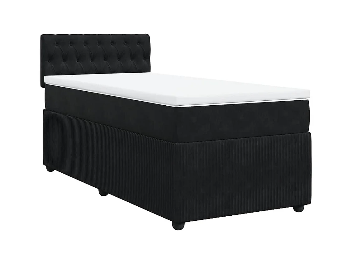 Sommier à lattes de lit avec matelas Noir 100x200 cm Velours