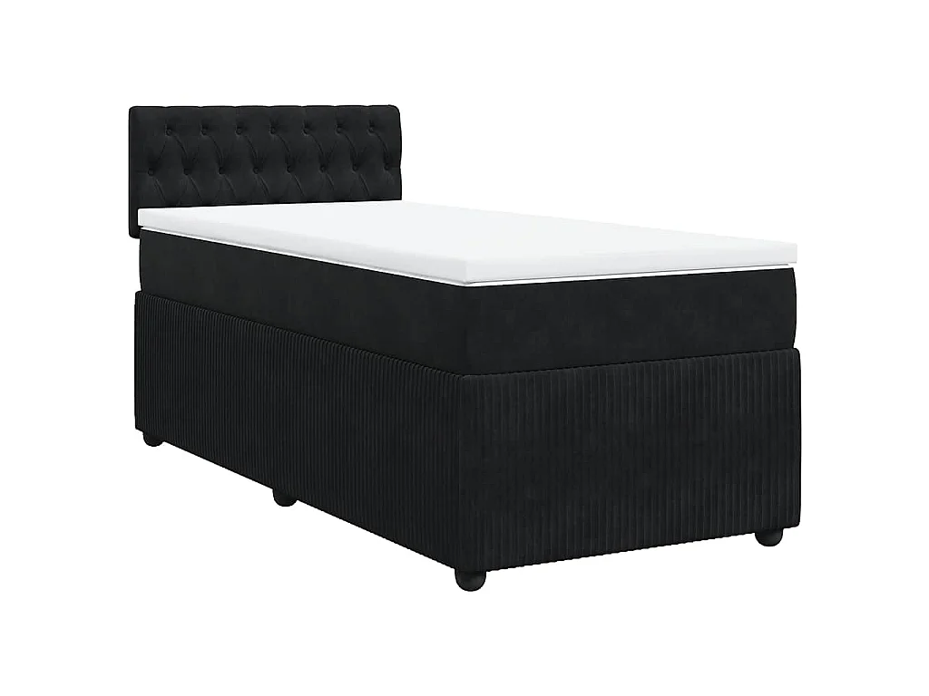 Cama box spring con colchón terciopelo negro 100x200 cm