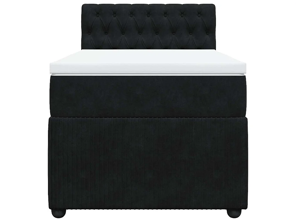 Cama box spring con colchón terciopelo negro 100x200 cm