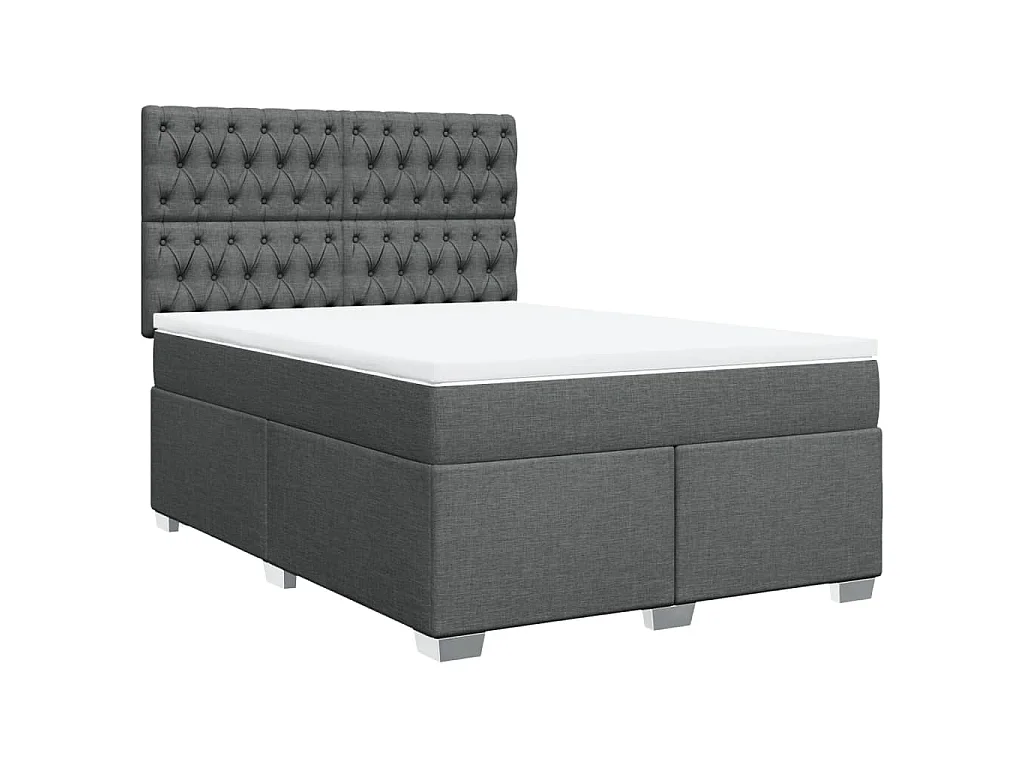 Cama box spring con colchón tela gris oscuro 160x200 cm