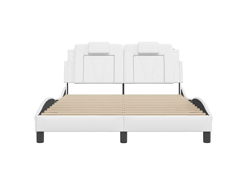 Cadre de lit Viana sans matelas blanc 140x200 cm similicuir