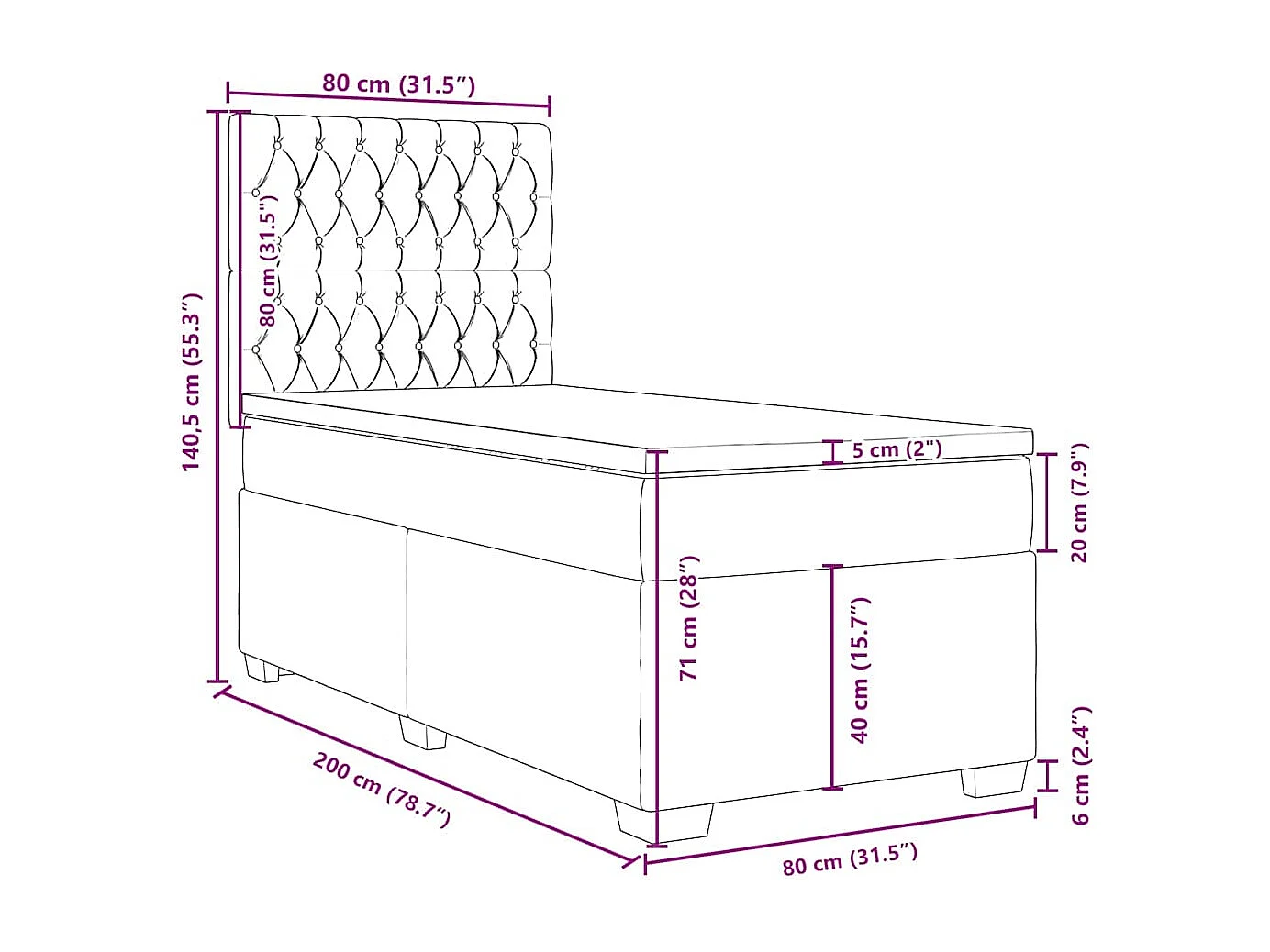 Boxspring met matras fluweel zwart 80x200 cm