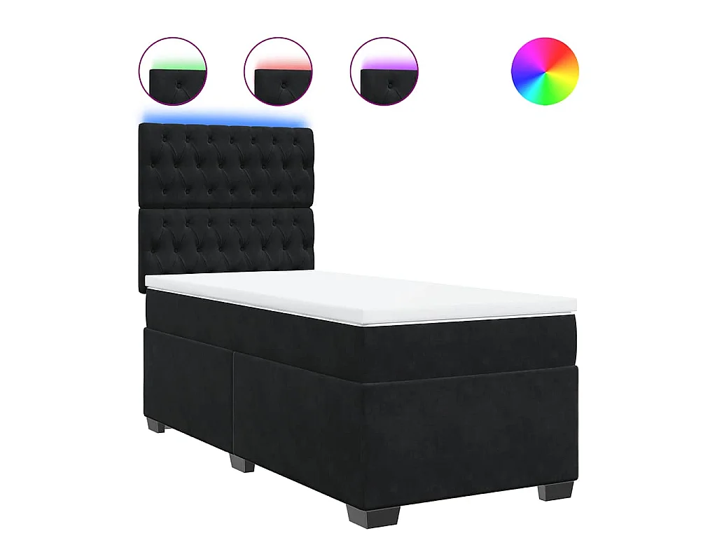 Boxspringbett mit Matratze Schwarz 80x200 cm Samt