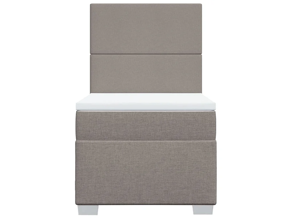 Cama box spring con colchón tela gris taupe 100x200 cm