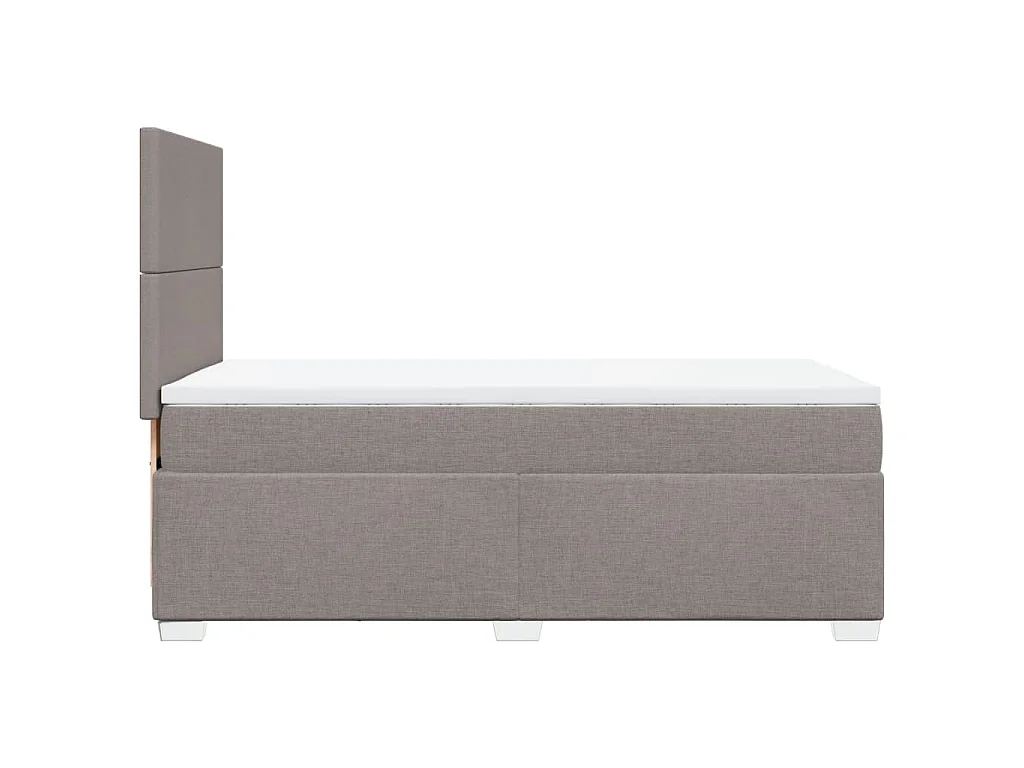 Cama box spring con colchón tela gris taupe 100x200 cm