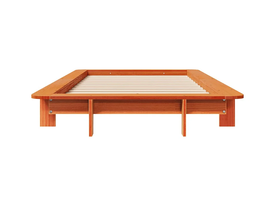 Bedframe zonder matras massief grenenhout wasbruin 90x200 cm