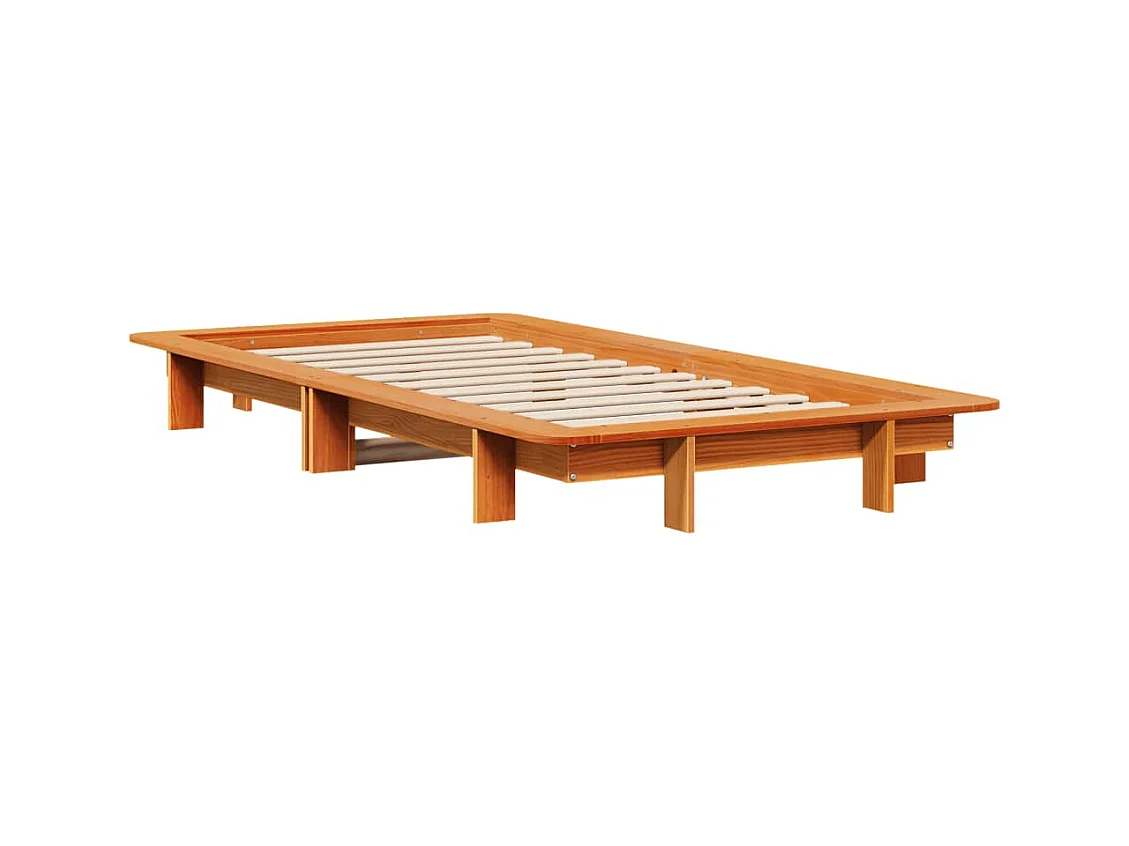Bedframe zonder matras massief grenenhout wasbruin 90x200 cm