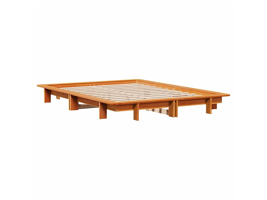 Cadre de lit sans matelas cire marron 120x190cm bois pin massif