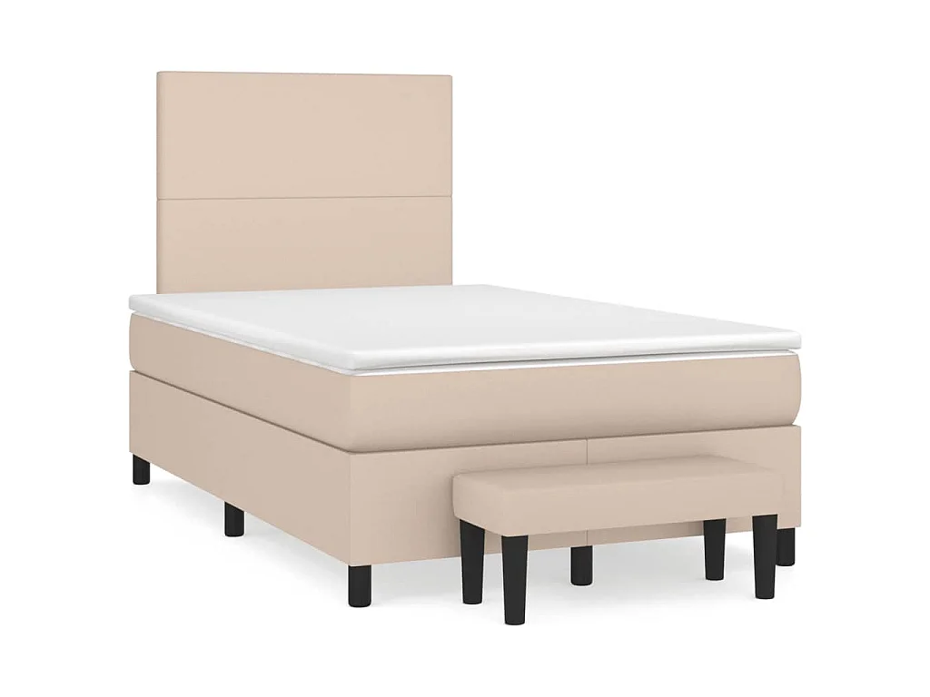 Boxspring met matras kunstleer cappuccinokleurig 120x190 cm