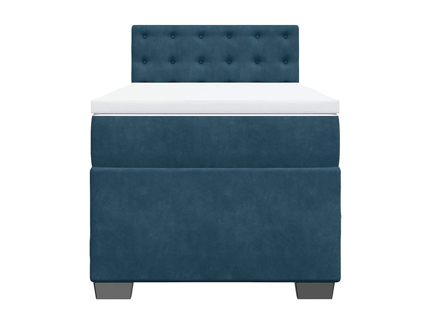 Cama box spring con colchón terciopelo azul oscuro 90x190 cm