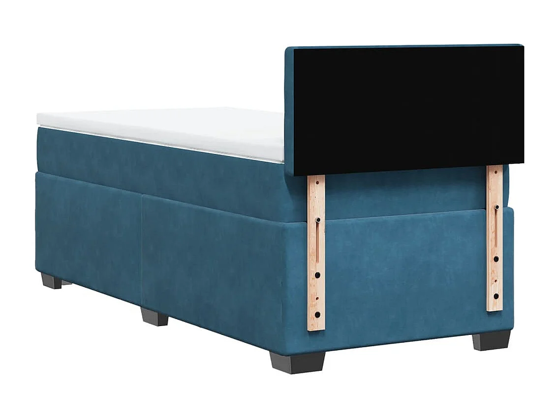Cama box spring con colchón terciopelo azul oscuro 90x190 cm