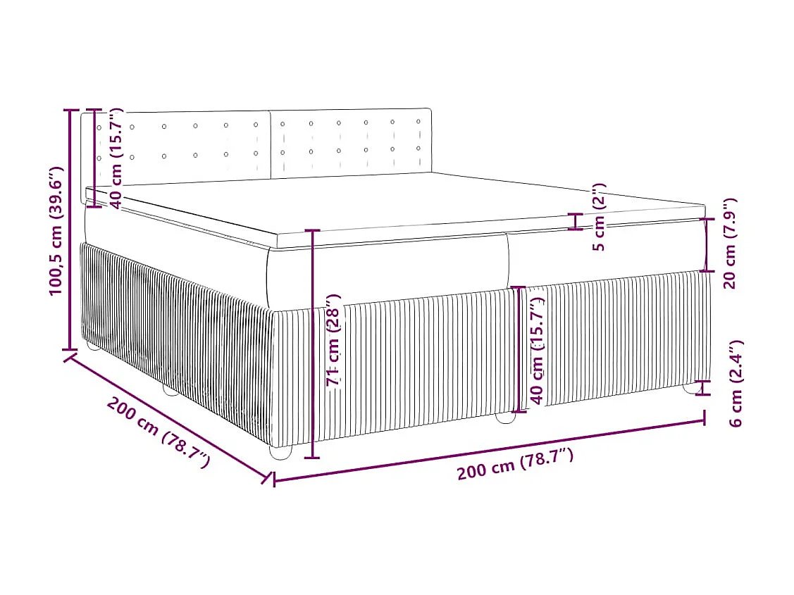 Boxspringbett mit Matratze Dunkelgrün 200x200 cm Samt