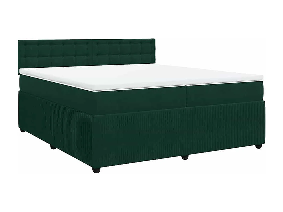 Cama box spring con colchón terciopelo verde oscuro 200x200 cm