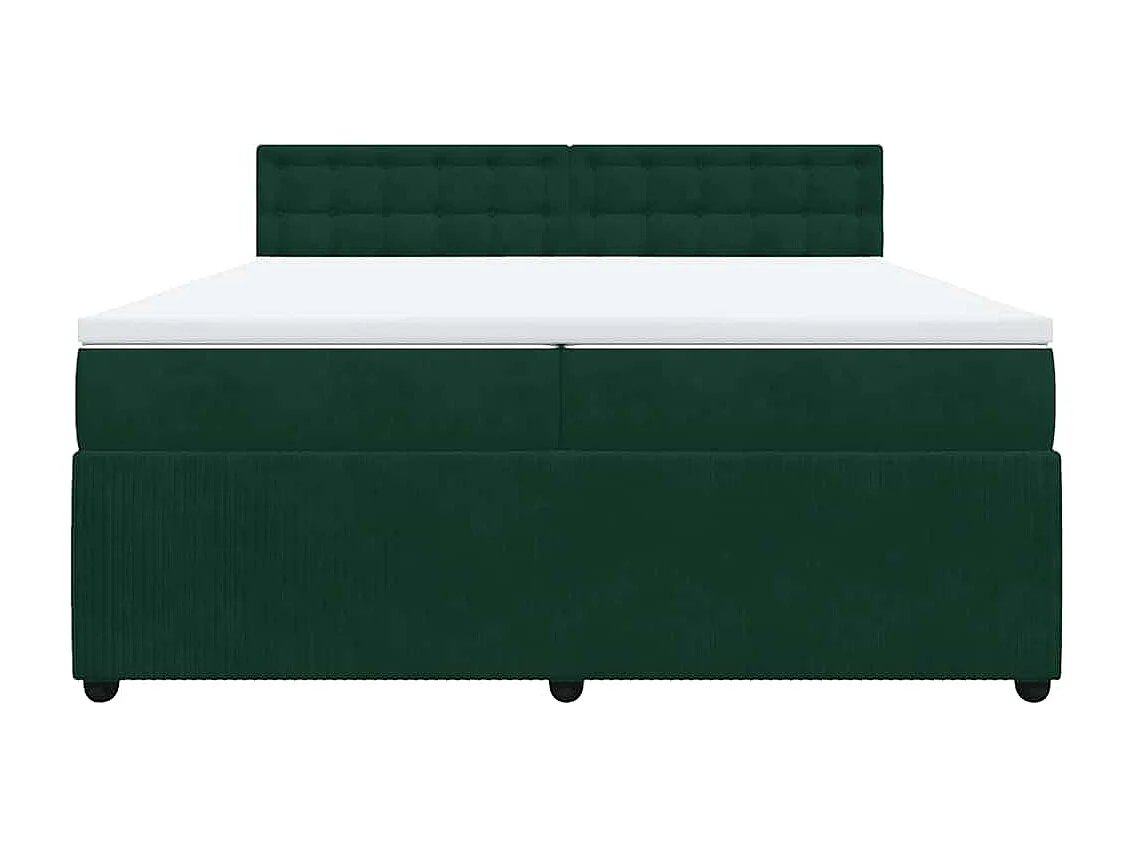 Cama box spring con colchón terciopelo verde oscuro 200x200 cm