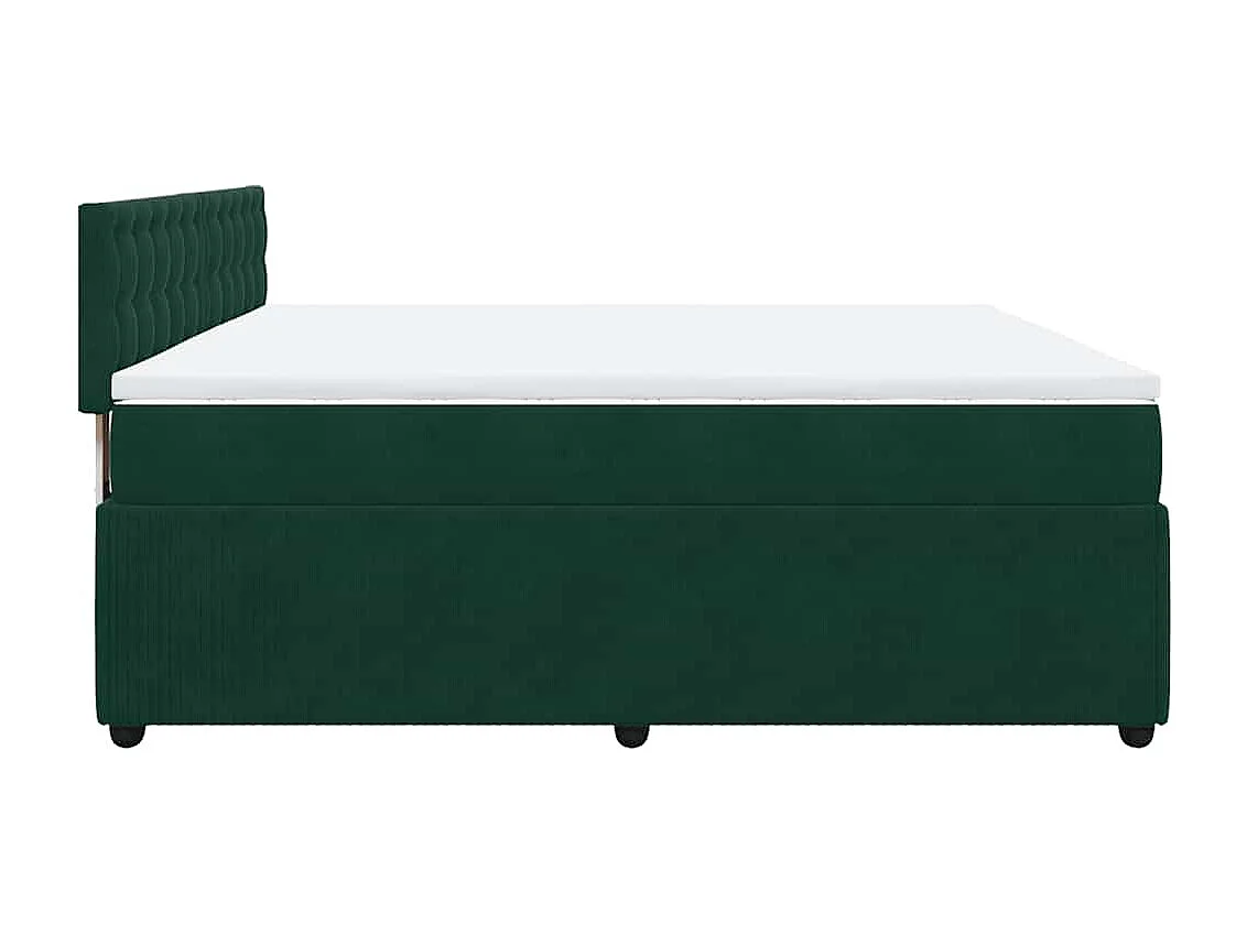 Cama box spring con colchón terciopelo verde oscuro 200x200 cm