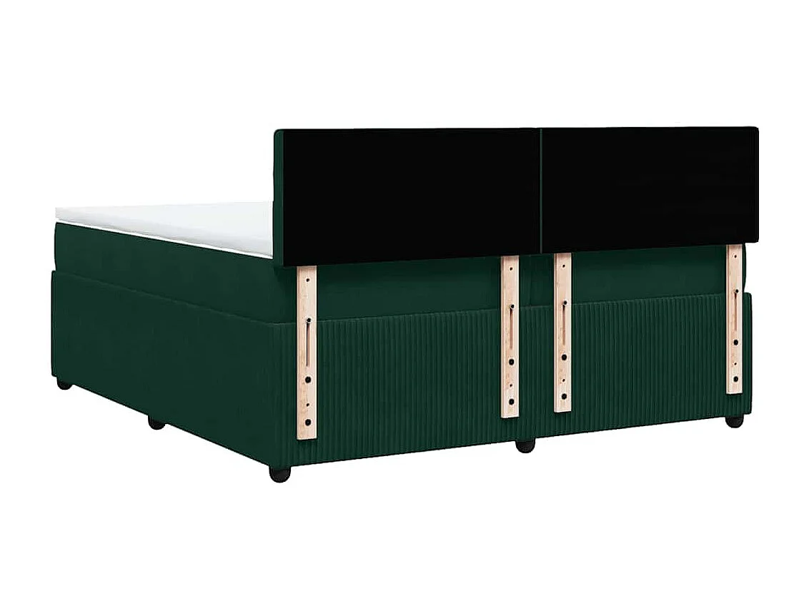 Cama box spring con colchón terciopelo verde oscuro 200x200 cm