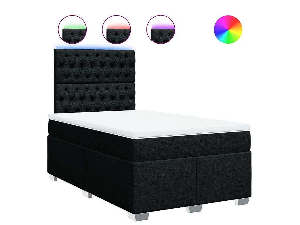 Sommier à lattes de lit avec matelas noir 120x190 cm tissu