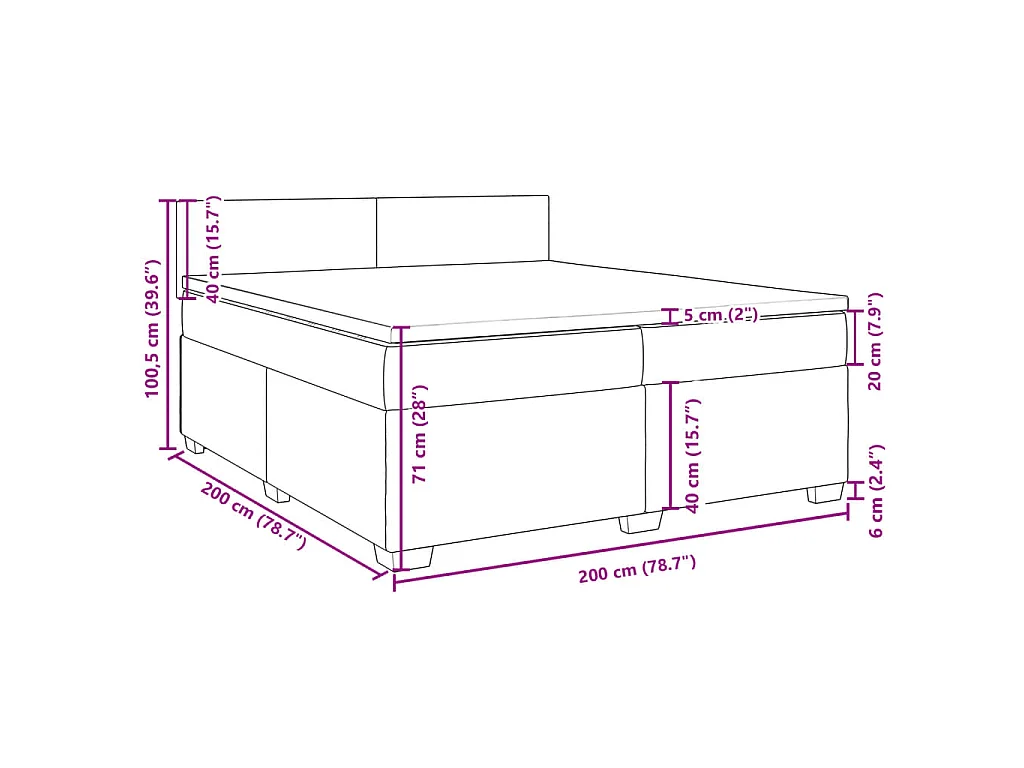 Giroletto a Molle con Materasso Grigio Scuro 200x200 cm Velluto