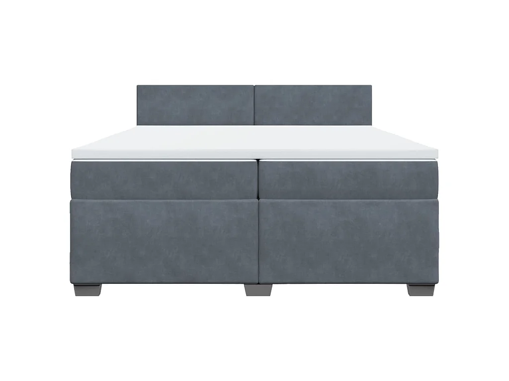 Giroletto a Molle con Materasso Grigio Scuro 200x200 cm Velluto