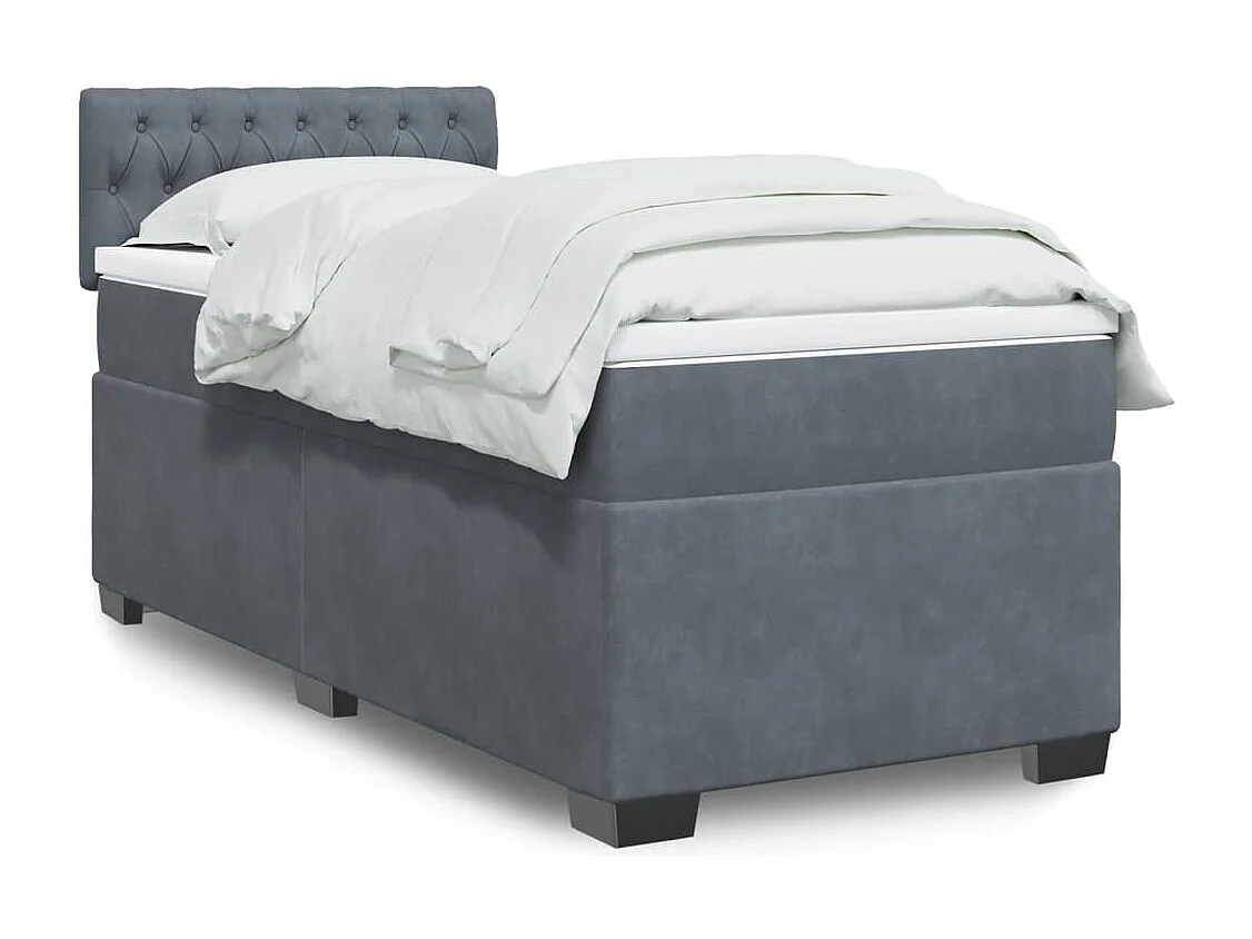 Boxspringbett mit Matratze Dunkelgrau 100x200 cm Samt