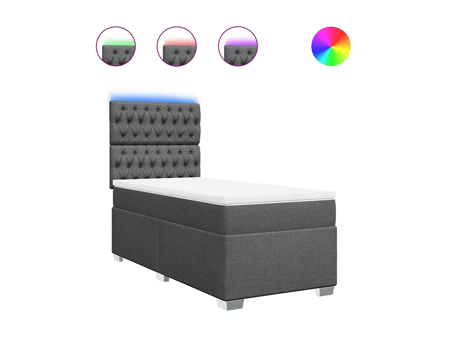 Sommier à lattes de lit avec matelas Gris foncé 100x200cm Tissu