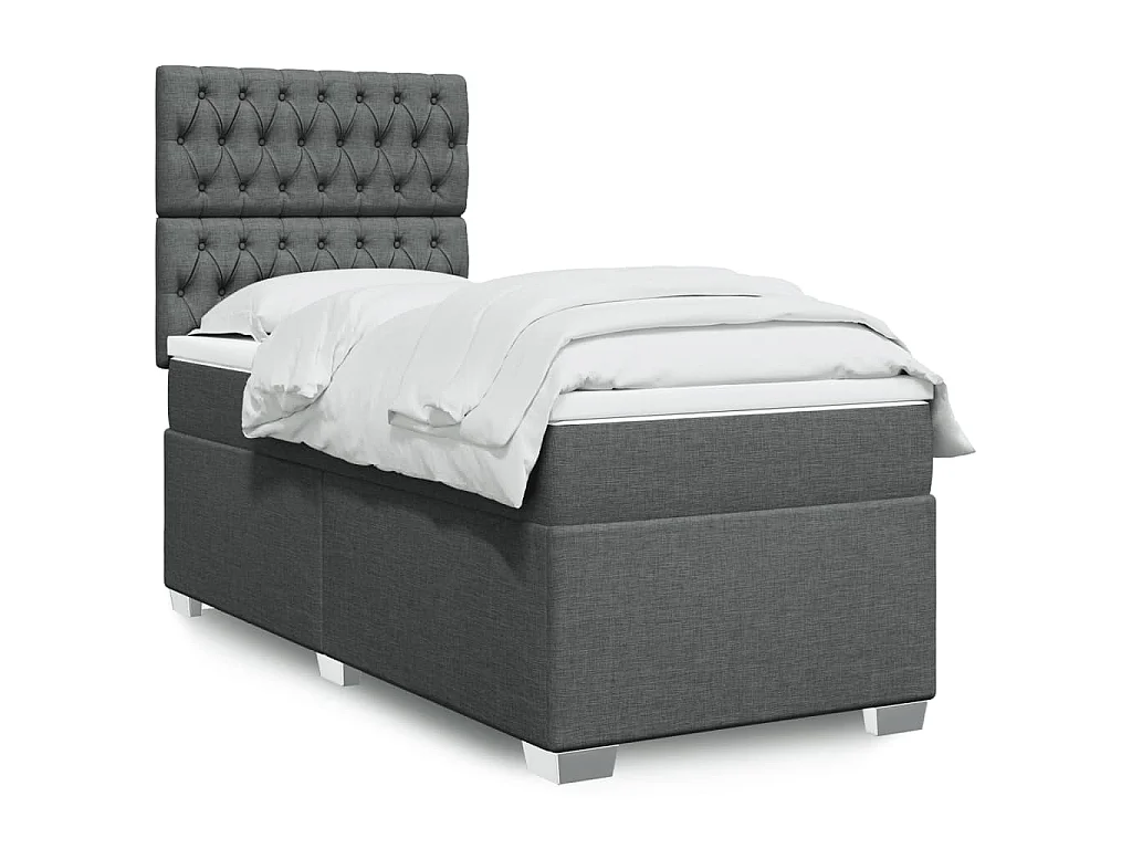 Boxspringbett mit Matratze Dunkelgrau 100x200 cm Stoff