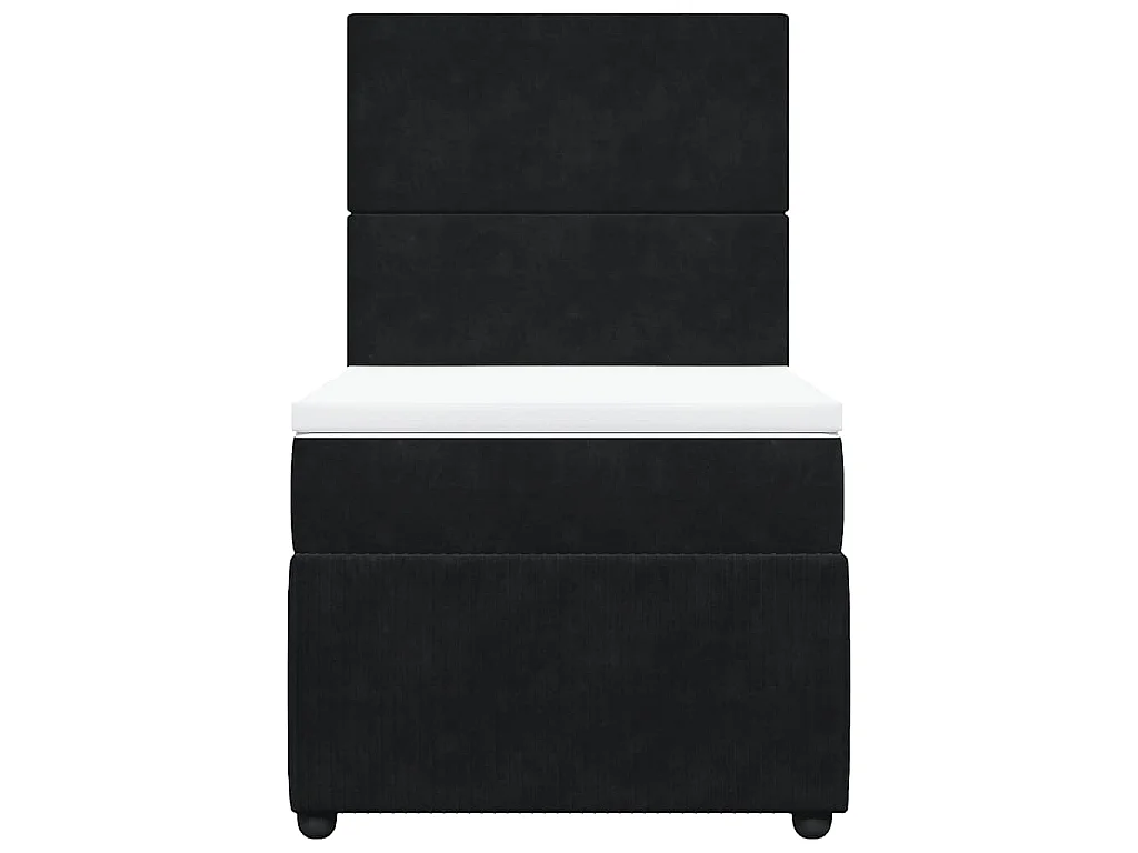 Cama box spring con colchón terciopelo negro 80x200 cm