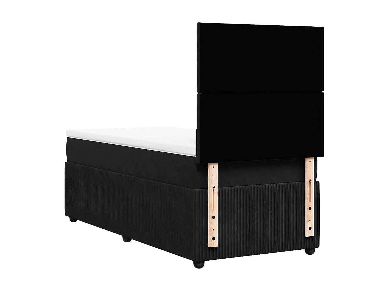 Cama box spring con colchón terciopelo negro 80x200 cm