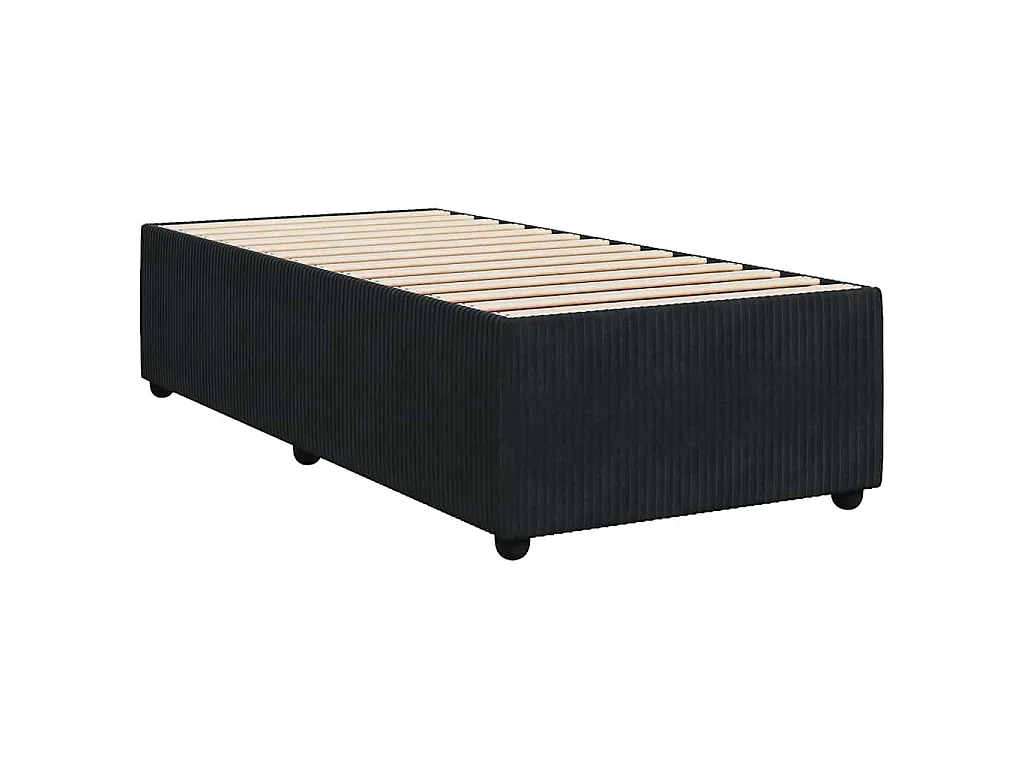 Cama box spring con colchón terciopelo negro 80x200 cm