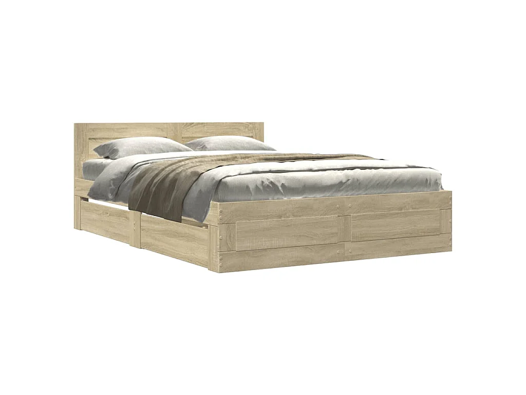 Cama con cabecero madera de ingeniería roble Sonoma 120x190 cm