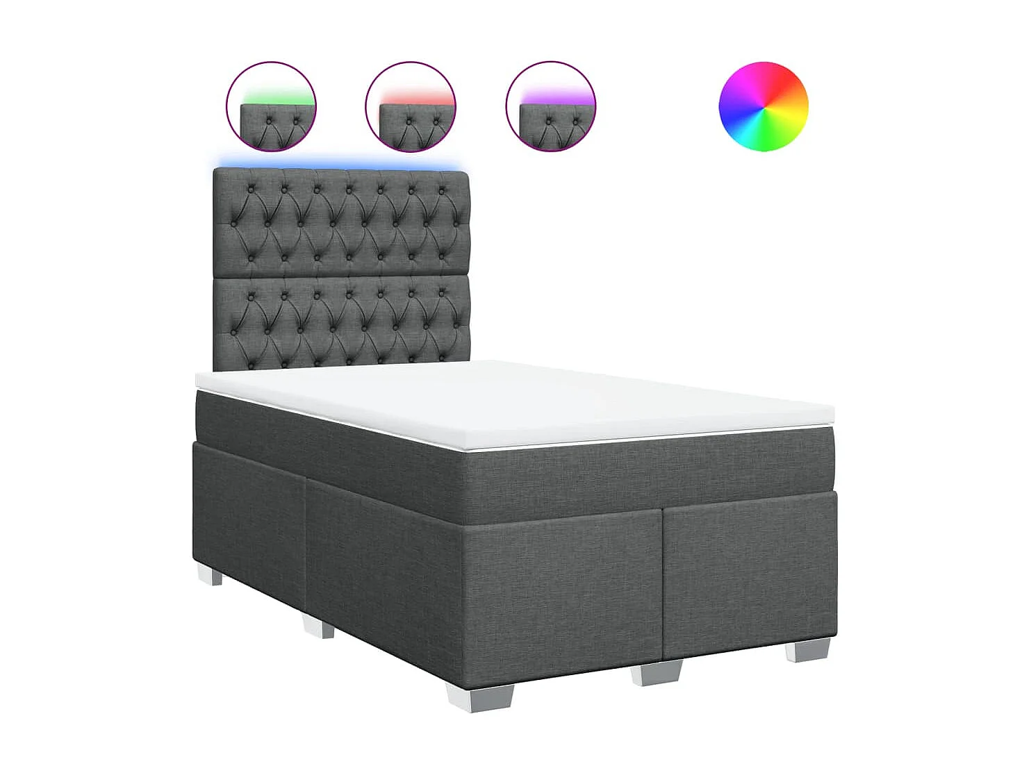 Cama box spring con colchón tela gris oscuro 120x200 cm