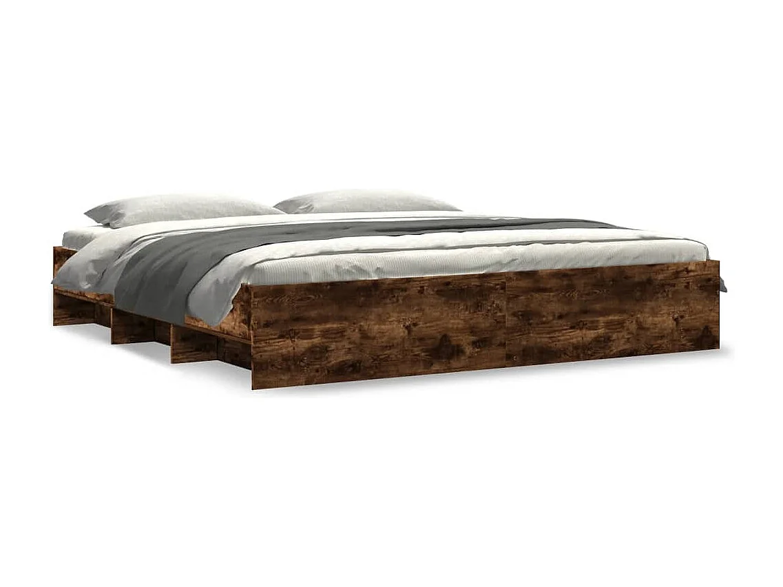 Bettgestell ohne Matratze Räuchereiche 200x200 cm Holzwerkstoff