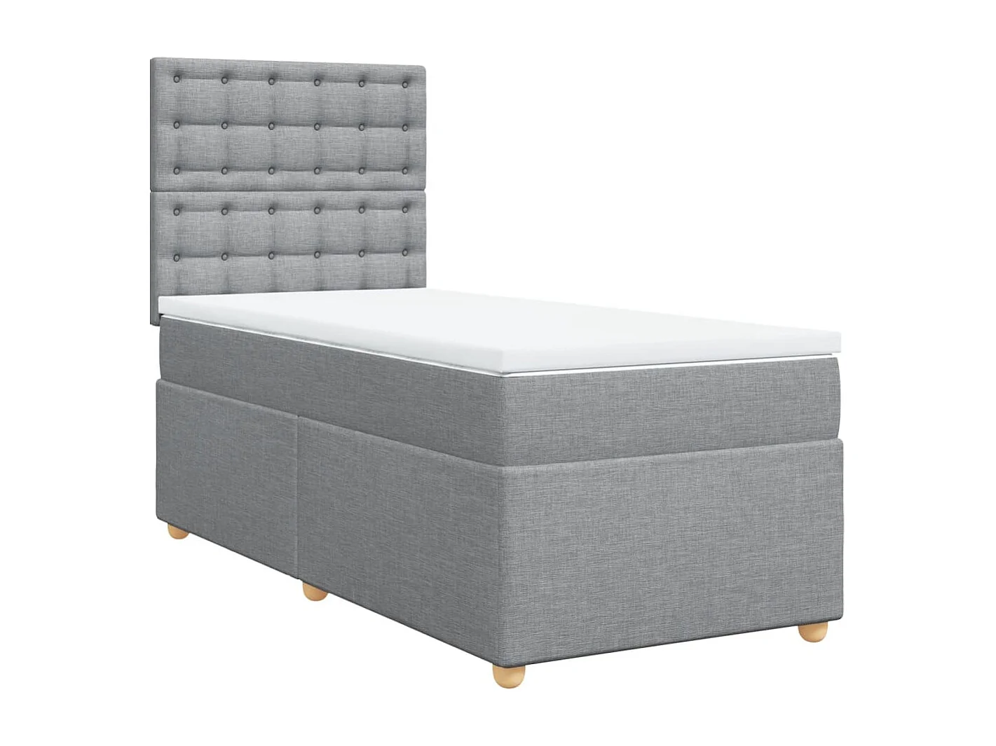 Boxspring met matras stof lichtgrijs 90x200 cm