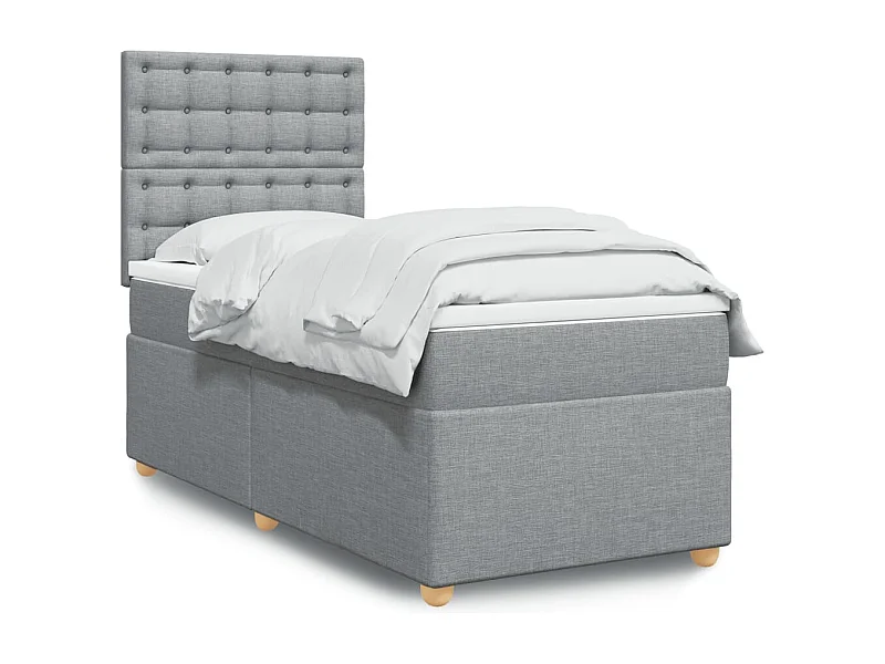 Sommier à lattes de lit avec matelas Gris clair 90x200 cm Tissu