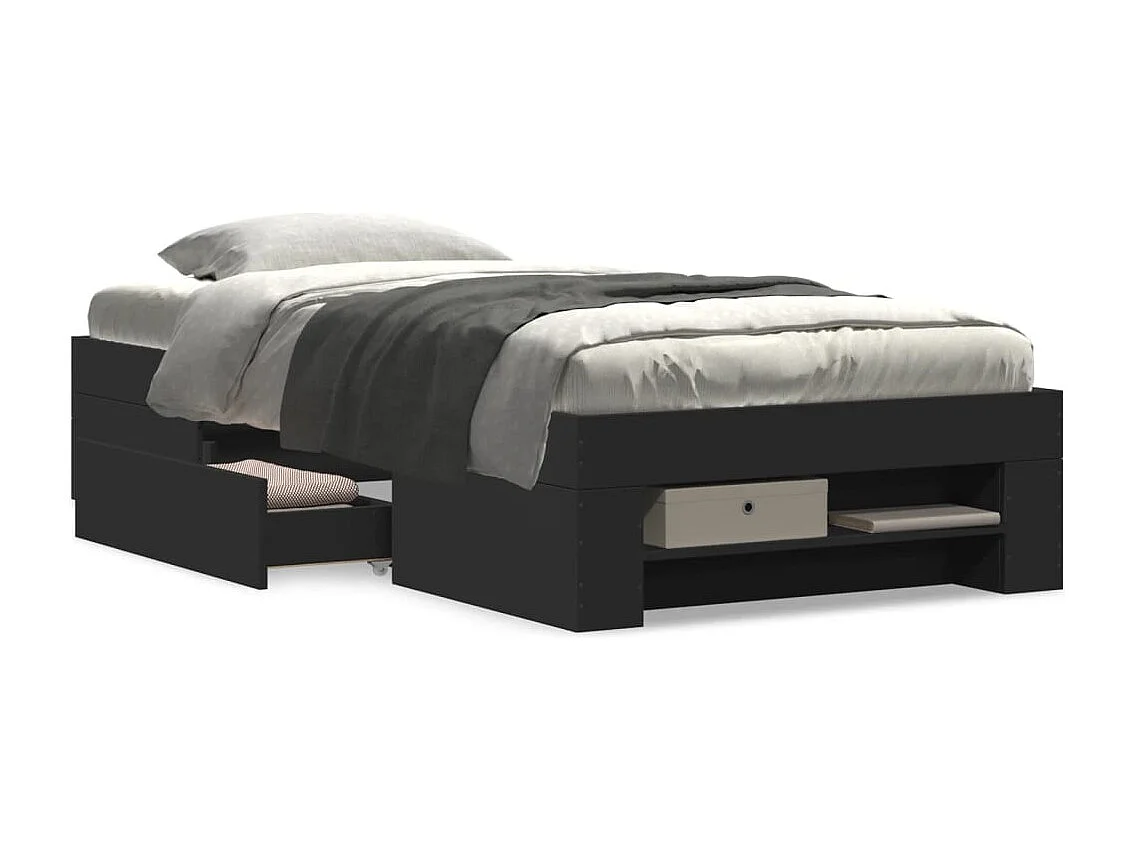 Estrutura de cama 90x200 cm derivados de madeira preto