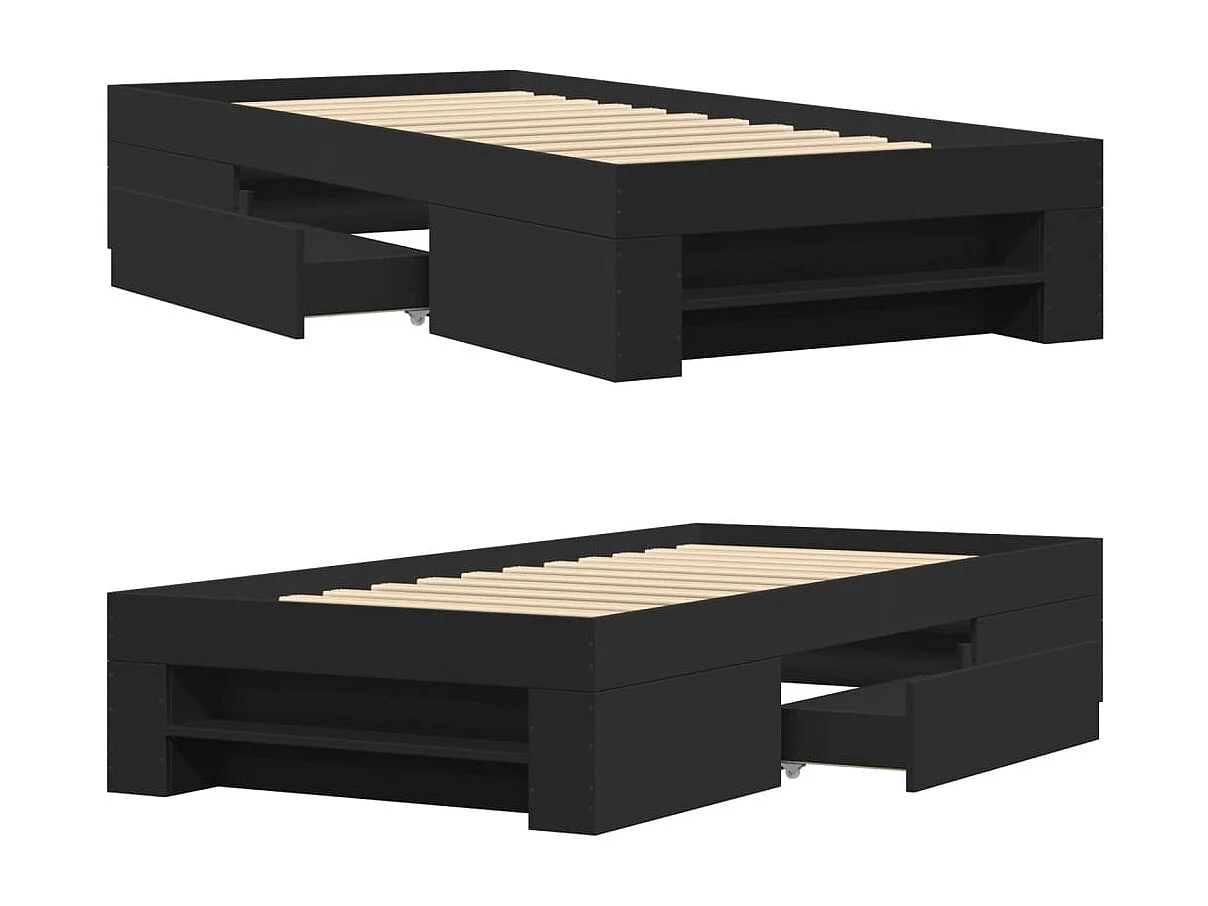 Estrutura de cama 90x200 cm derivados de madeira preto