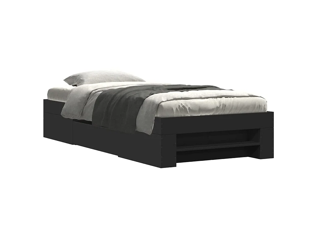 Cadre de lit sans matelas noir 90x200 cm bois d'ingénierie