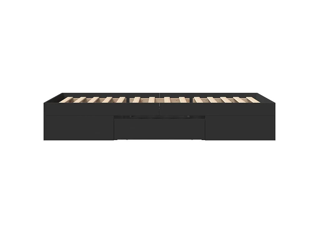 Cadre de lit sans matelas noir 90x200 cm bois d'ingénierie