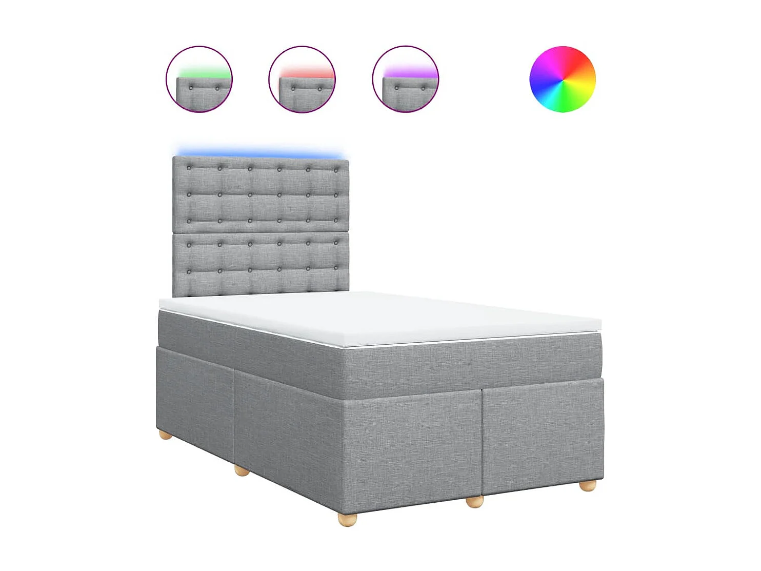 Sommier à lattes de lit avec matelas Gris clair 120x200cm Tissu